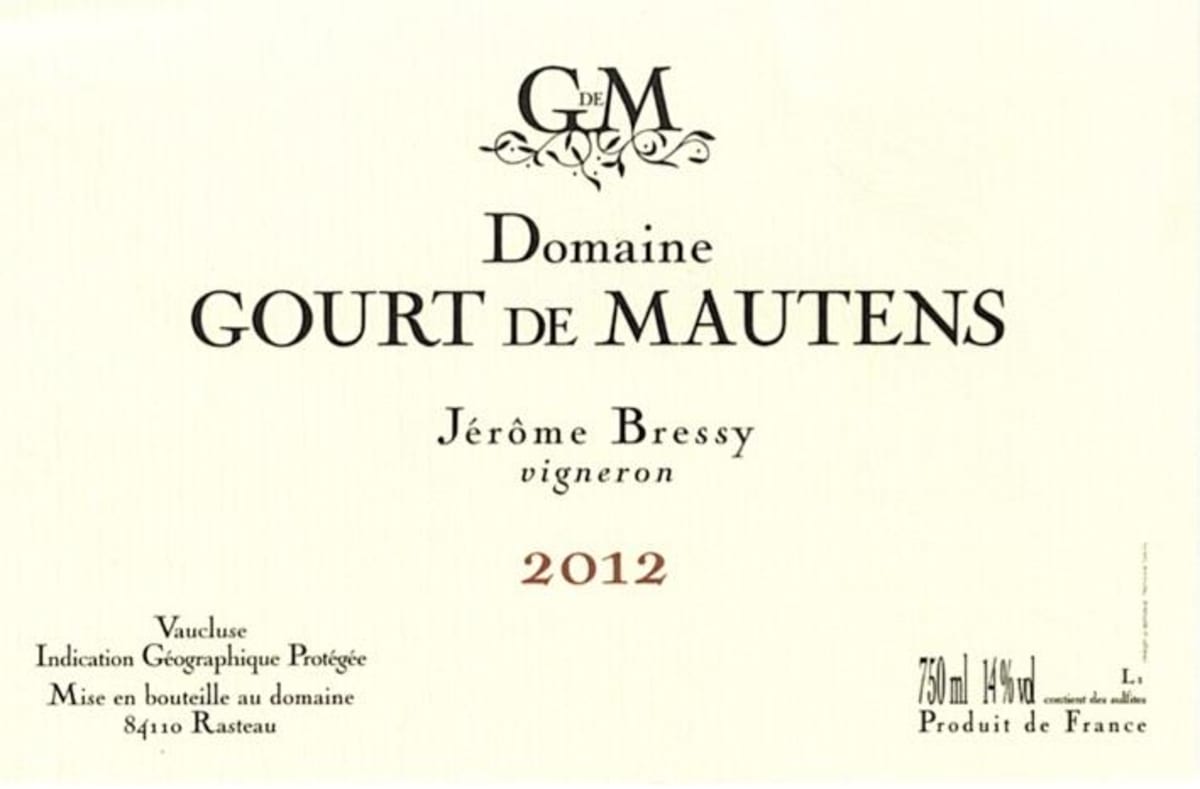 Domaine Gourt de Mautens Jerome Bressy Blanc 2012 Front Label