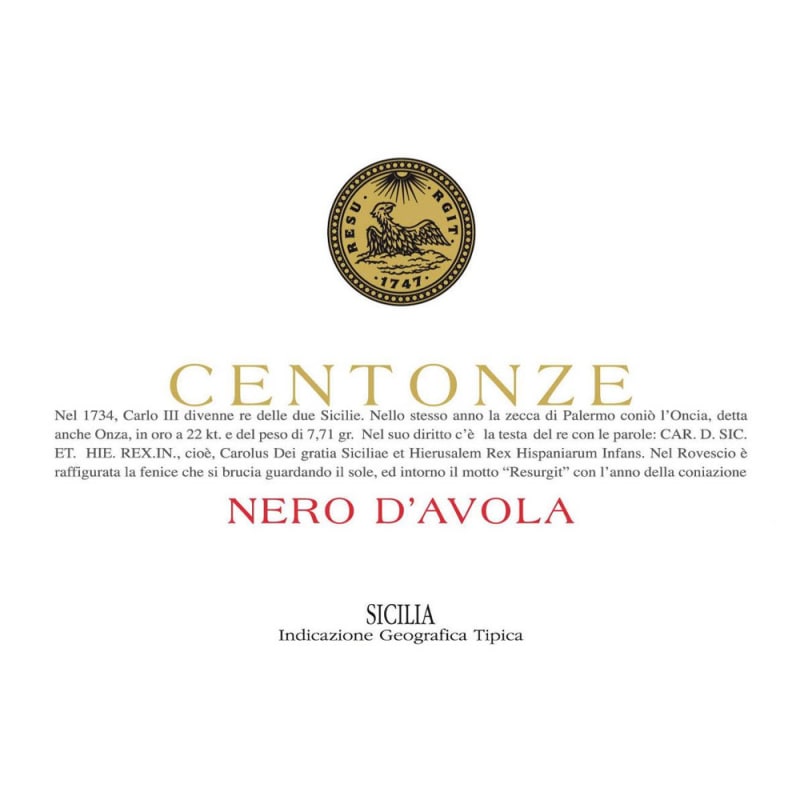 Centonze Nero d'Avola 2009 Front Label