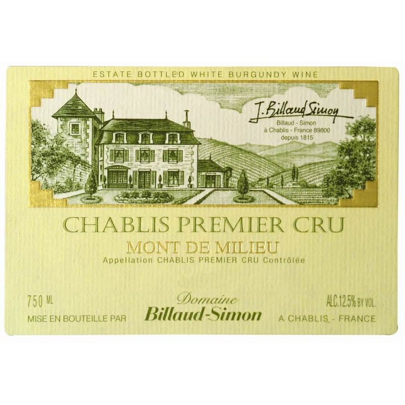 Billaud-Simon Chablis Mont de Milieu Premier Cru 2010 Front Label
