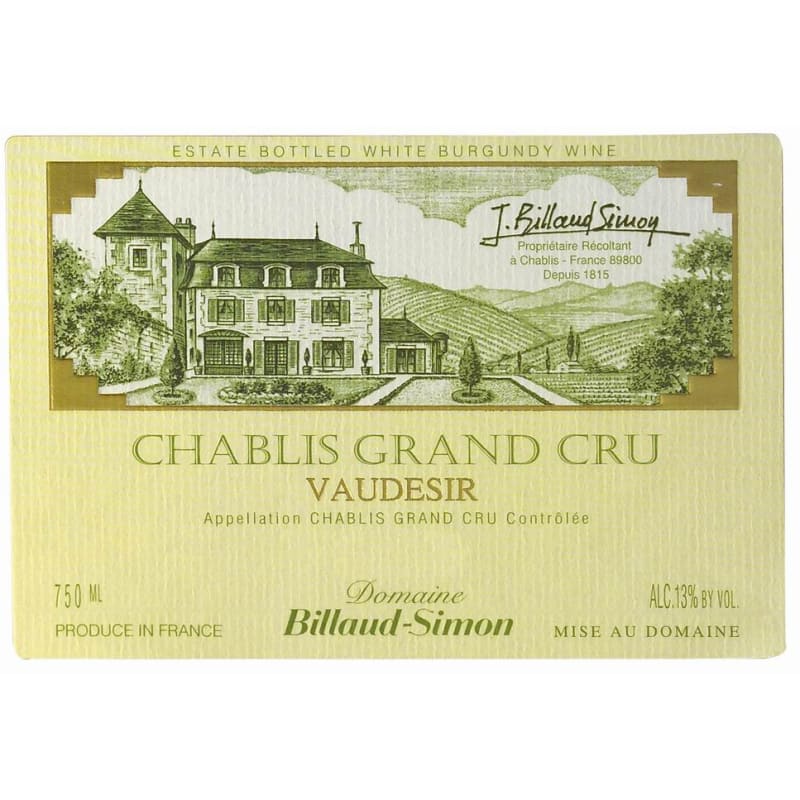 Billaud-Simon Chablis Vaudesir 2010 Front Label