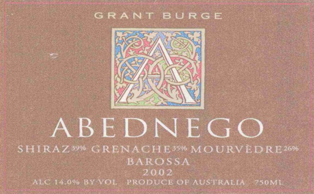 Grant Burge Abednego Shiraz Mourvedre Grenache 2002 Front Label