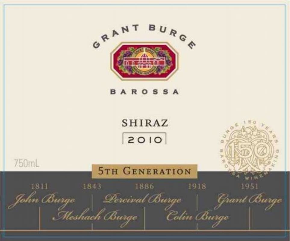 Grant Burge 5th Generation Shiraz 2010 Front Label