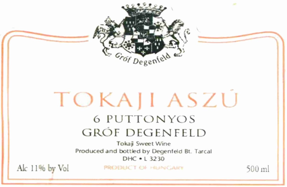 Grof Degenfeld Tokaji Aszu 6 Puttonyos 2006 Front Label