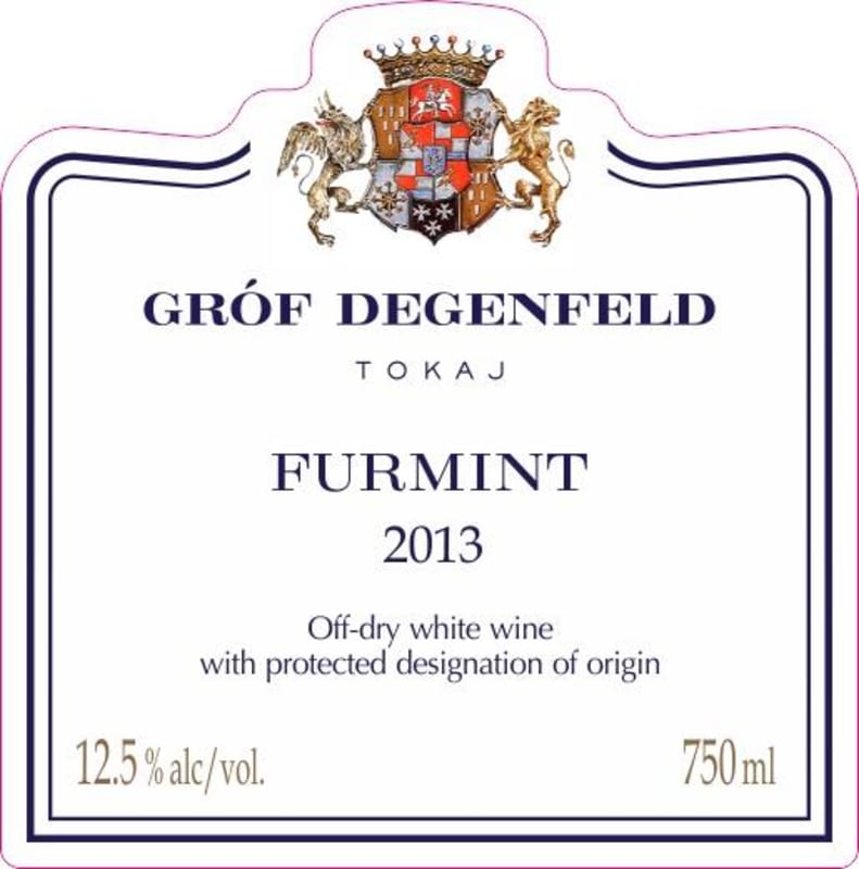 Grof Degenfeld Tokaji Off-Dry Furmint 2013 Front Label