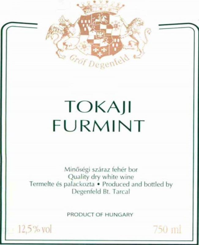 Grof Degenfeld Tokaji Dry Furmint 2006 Front Label
