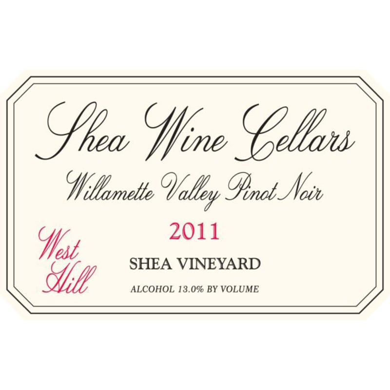 Shea West Hill Pinot Noir 2011 Front Label