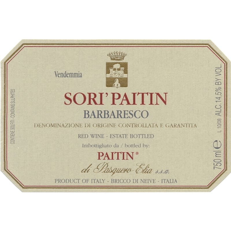 Paitin Barbaresco Sori Paitin Serraboella 2009 Front Label
