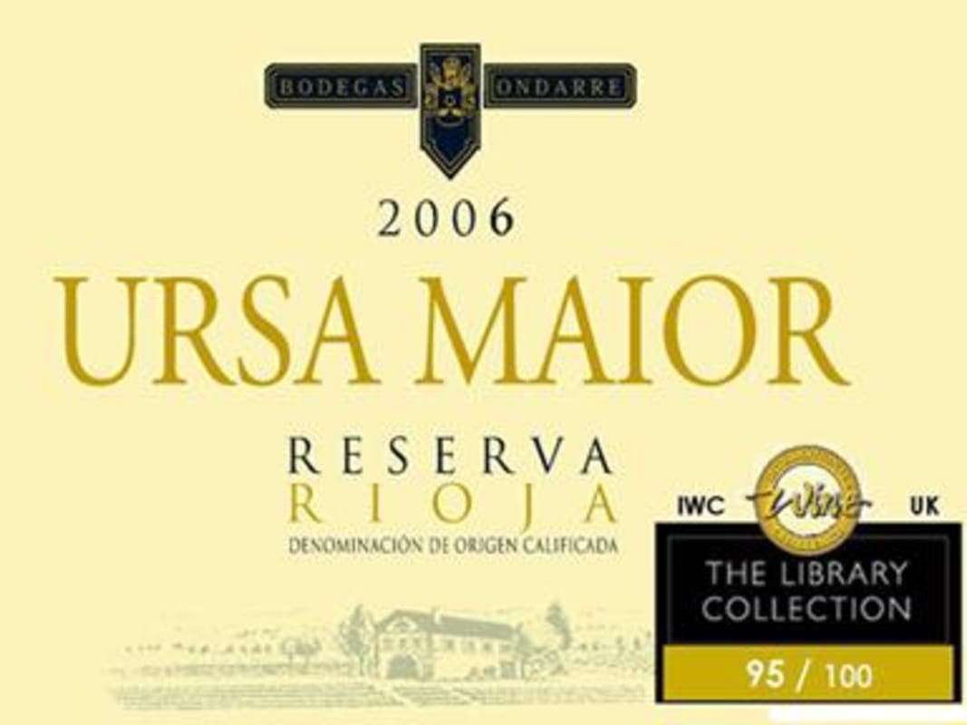 Bodegas Ondarre Ursa Maior Rioja Reserva 2006 Front Label