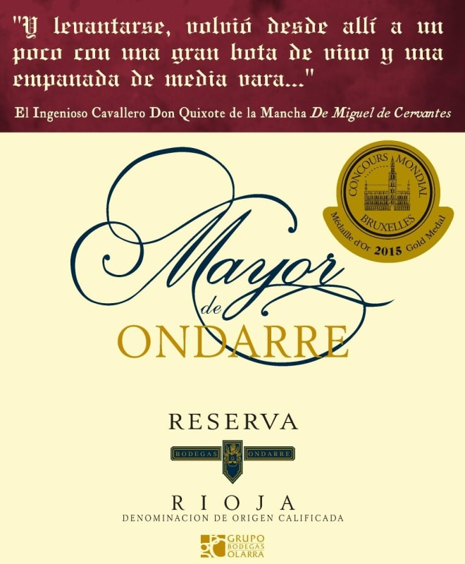 Bodegas Ondarre Mayor de Ondarre Reserva 2012 Front Label