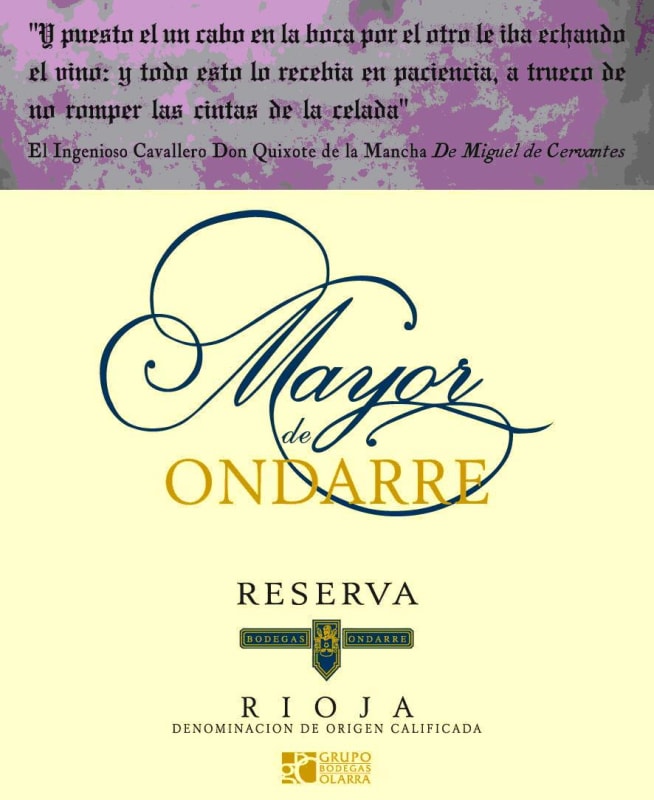 Bodegas Ondarre Mayor de Ondarre Reserva 2009 Front Label