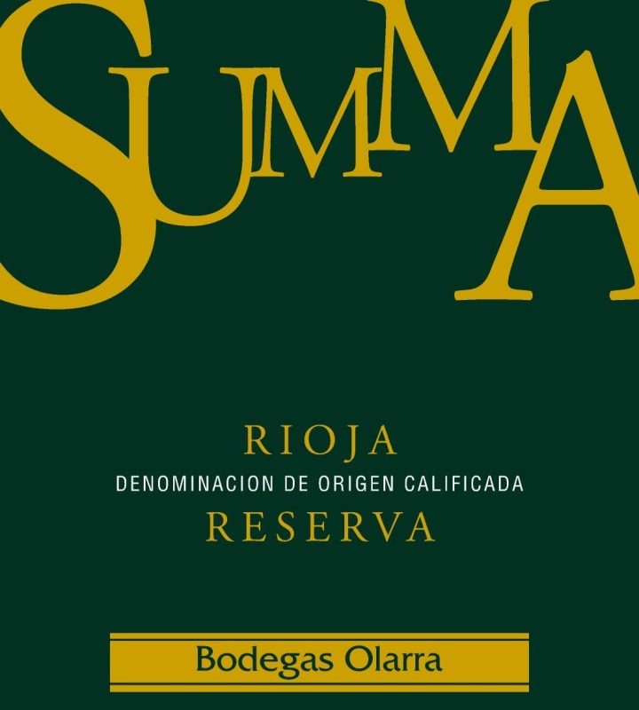 Bodegas Olarra Rioja Summa Reserva 2009 Front Label