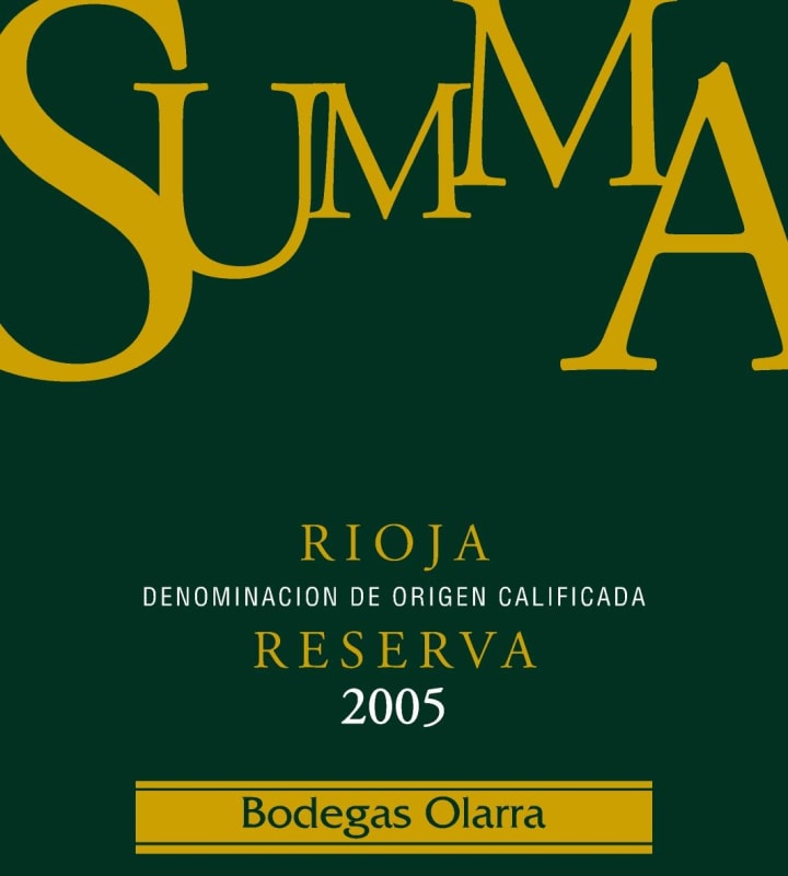 Bodegas Olarra Rioja Summa Reserva 2005 Front Label