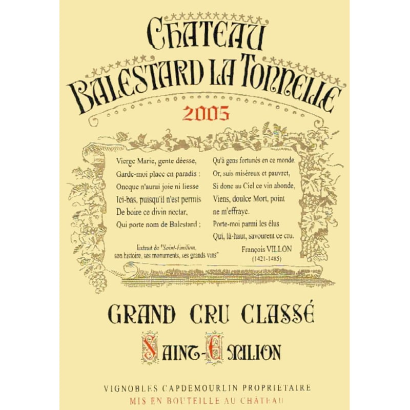 Chateau Balestard La Tonnelle (3 Liter Bottle) 2005 Front Label