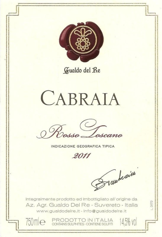 Gualdo Del Re Toscana Cabraia Cabernet Franc 2011 Front Label