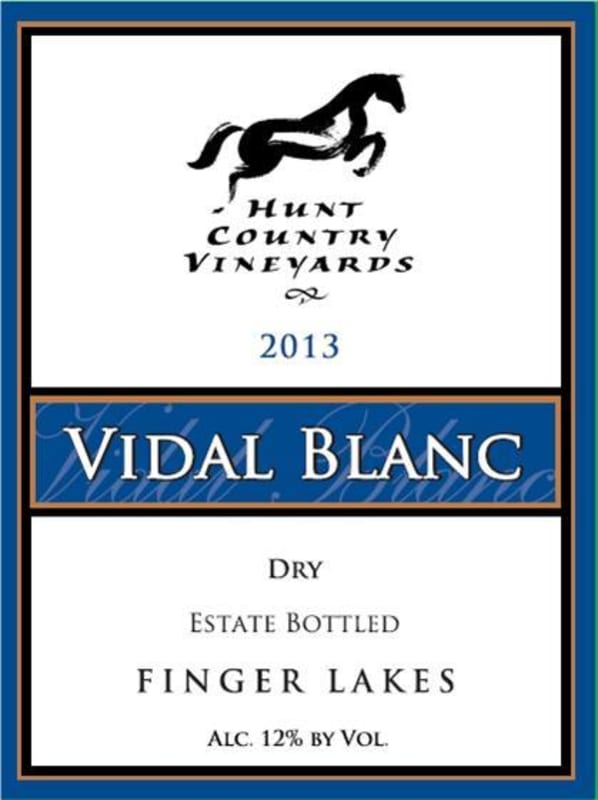 Hunt Country Vineyards Dry Vidal Blanc 2013 Front Label