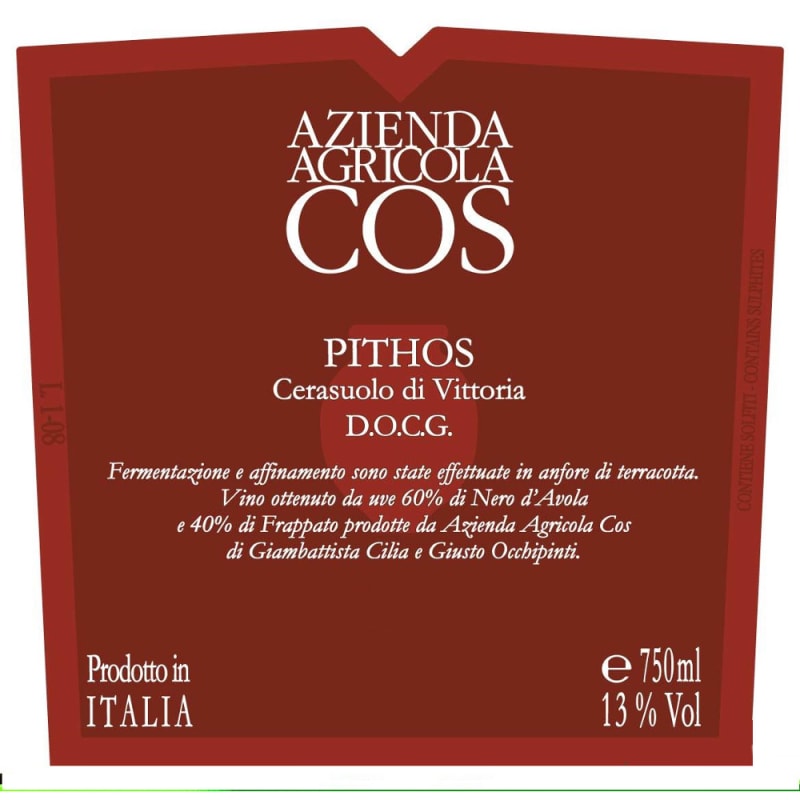 COS Cerasuolo di Vittoria Pithos 2010 Front Label