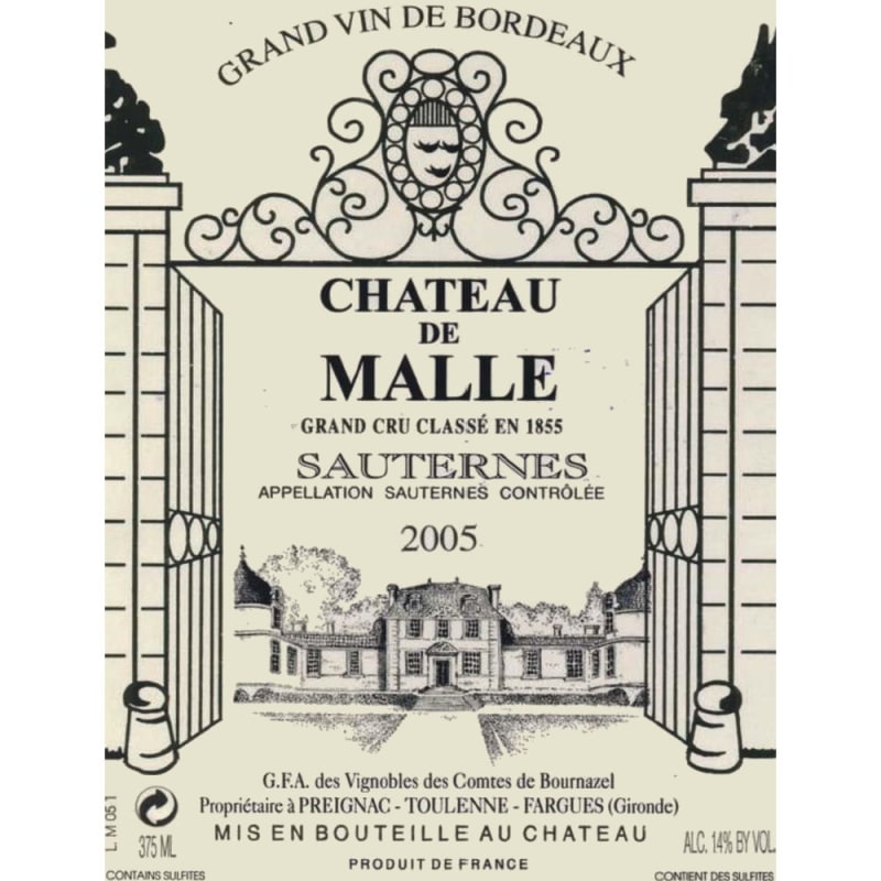 Chateau de Malle Sauternes 2005 Front Label