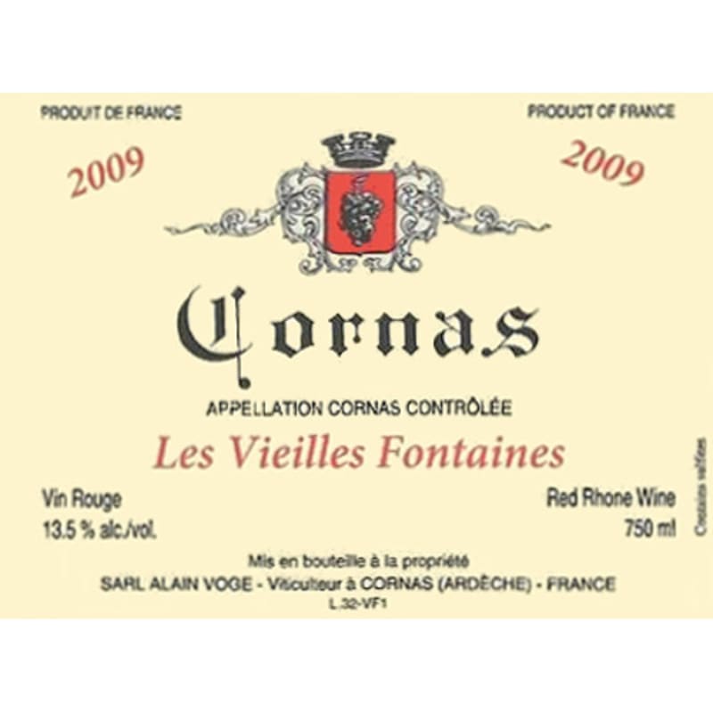 Alain Voge Cornas Les Vieilles Fontaines 2009 Front Label