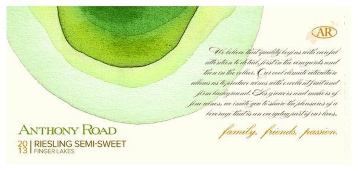 Anthony Road Semi Sweet Riesling 2013 Front Label