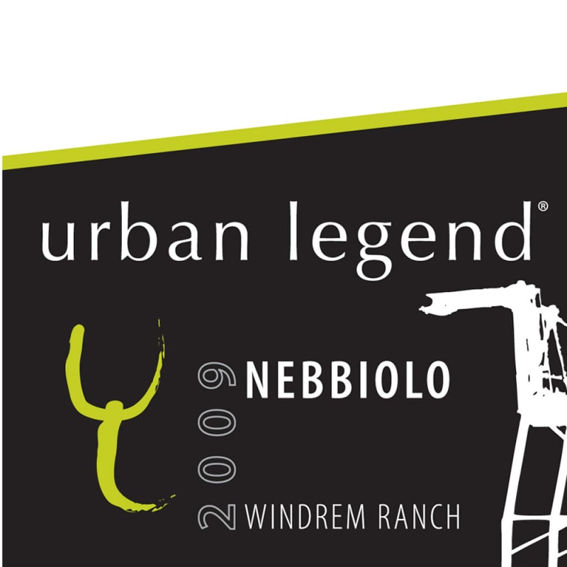 Urban Legend Cellars Nebbiolo 2009 Front Label