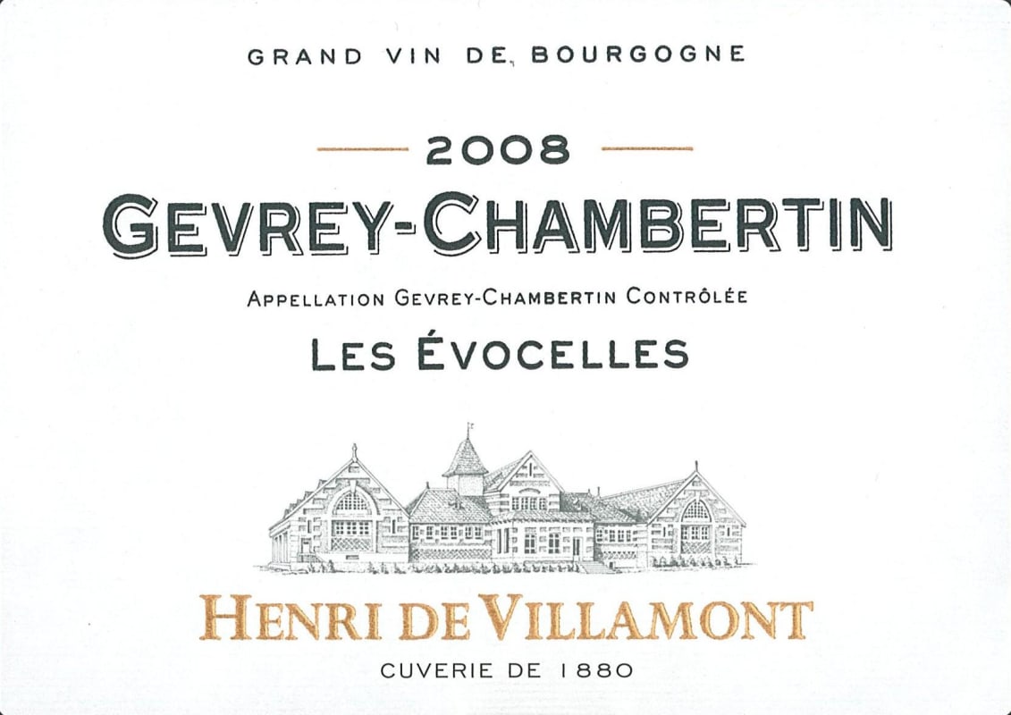 Henri de Villamont Gevrey-Chambertin Les Evocelles 2008 Front Label