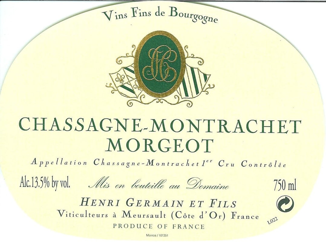 Henri Germain Chassagne-Montrachet Morgeot 2008 Front Label