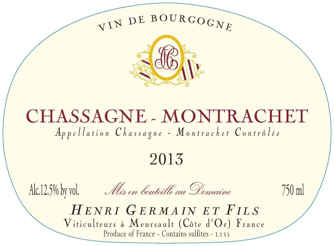 Henri Germain Chassagne-Montrachet 2013 Front Label