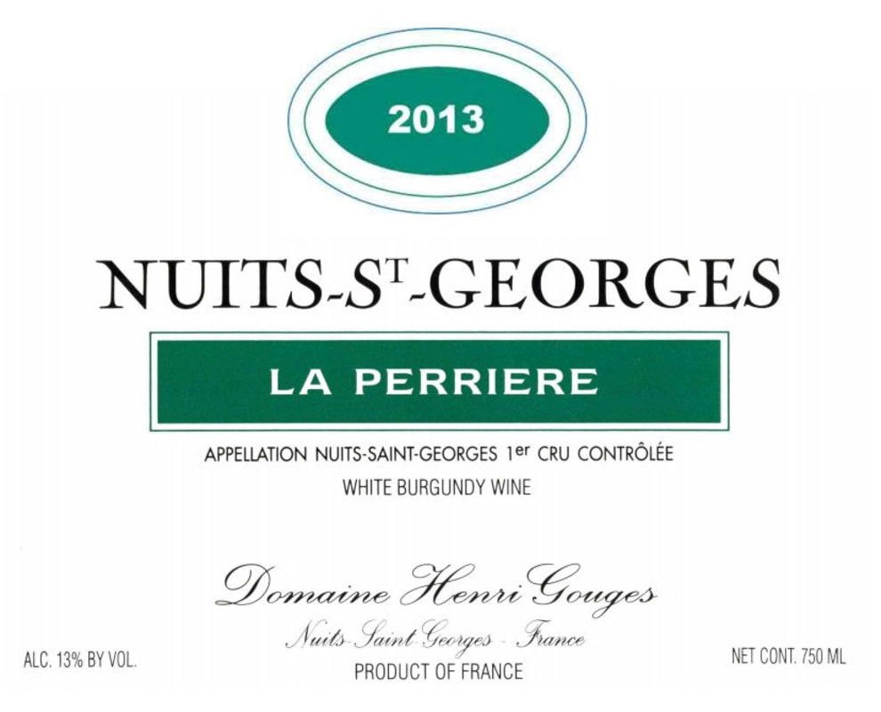 Domaine Henri Gouges Nuits-St-Georges La Perriere Premier Cru Blanc 2013 Front Label