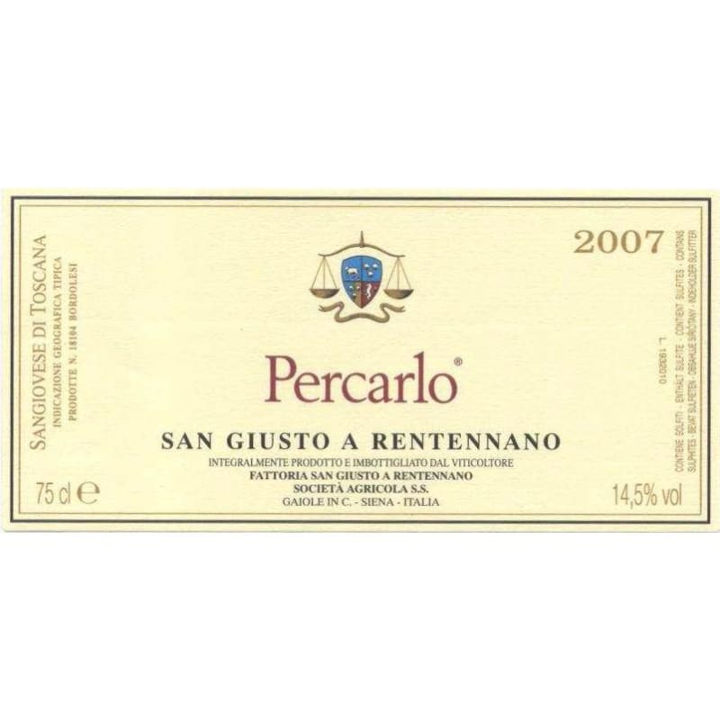 San Giusto a Rentennano Percarlo 2006 Front Label