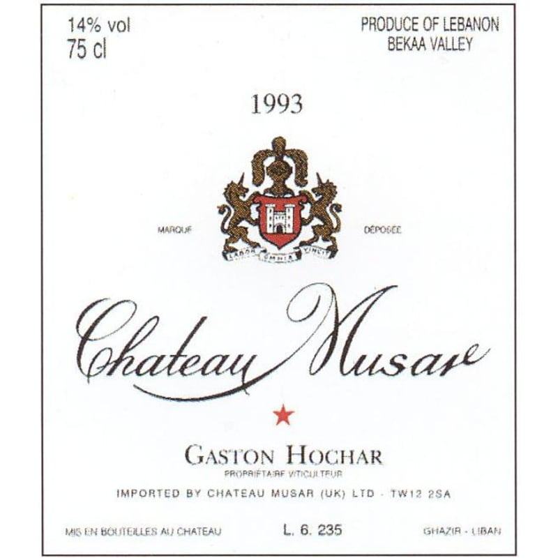 Chateau Musar Lebanon Rouge 1993 Front Label