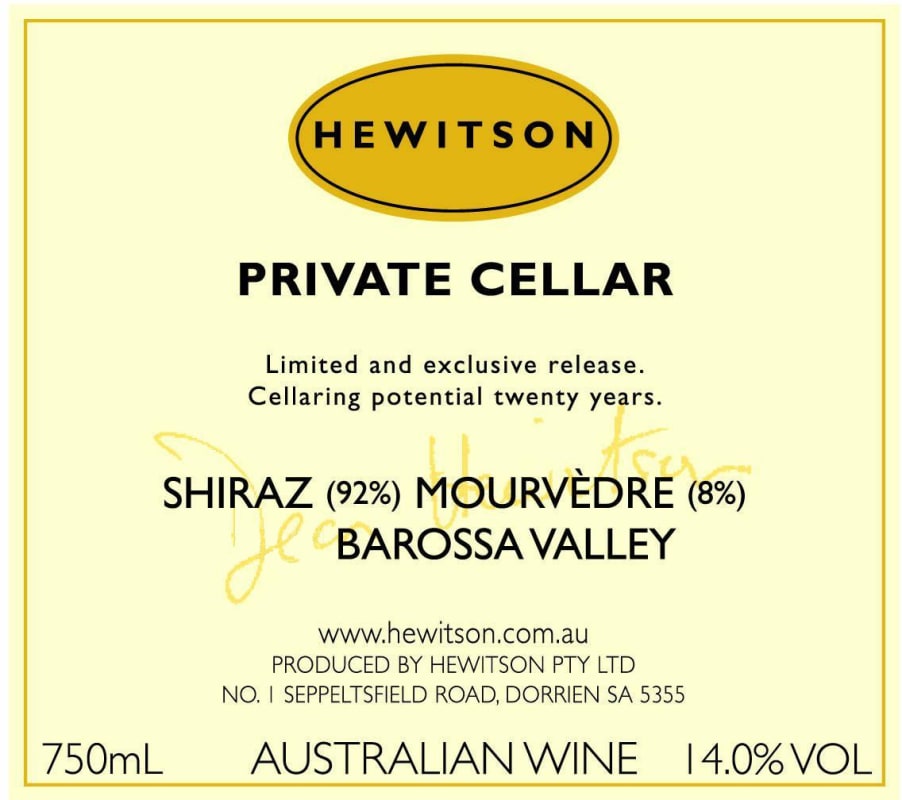 Hewitson Private Cellar Shiraz-Mourvedre 2010 Front Label