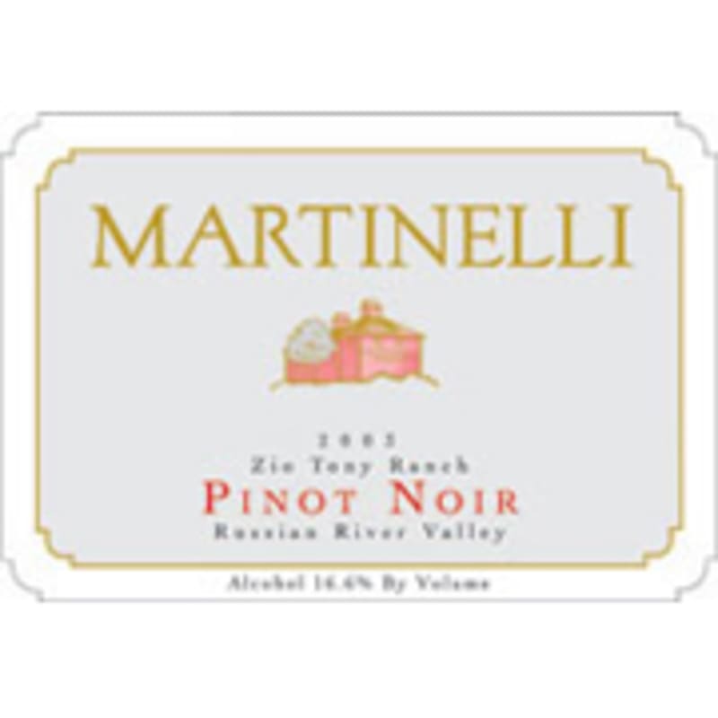 Martinelli Zio Tony Ranch Pinot Noir 2001 Front Label