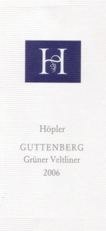 Hopler Guttenberg Gruner Veltliner 2006 Front Label