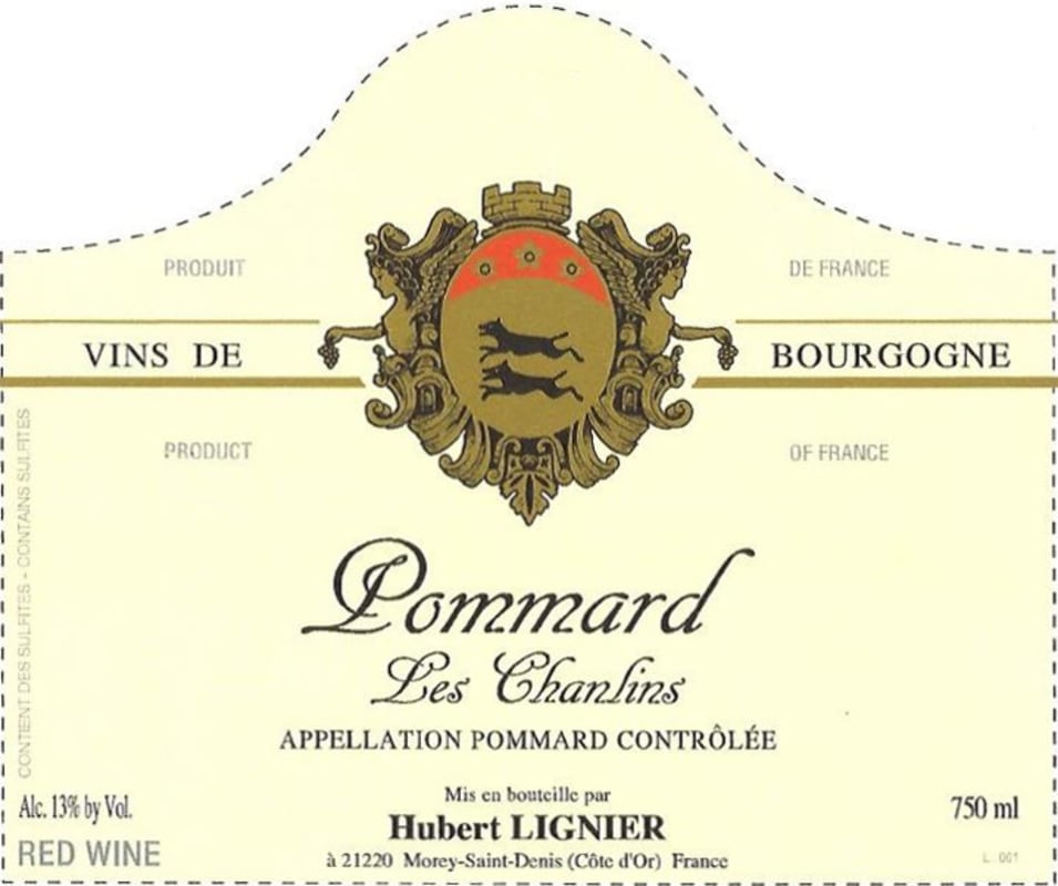 Hubert Lignier Pommard Les Chanlins 2012 Front Label