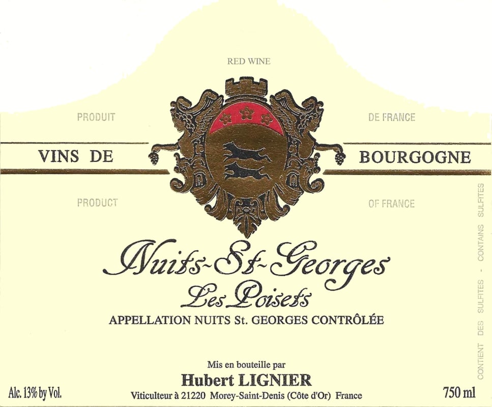 Hubert Lignier Nuits-Saint-Georges Les Poisets 2012 Front Label