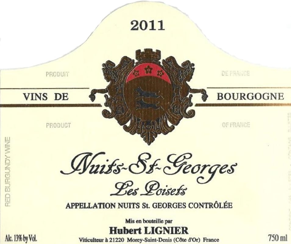Hubert Lignier Nuits-Saint-Georges Les Poisets 2011 Front Label