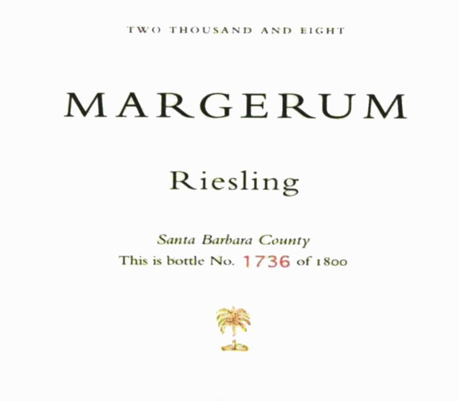 Margerum Riesling 2008 Front Label