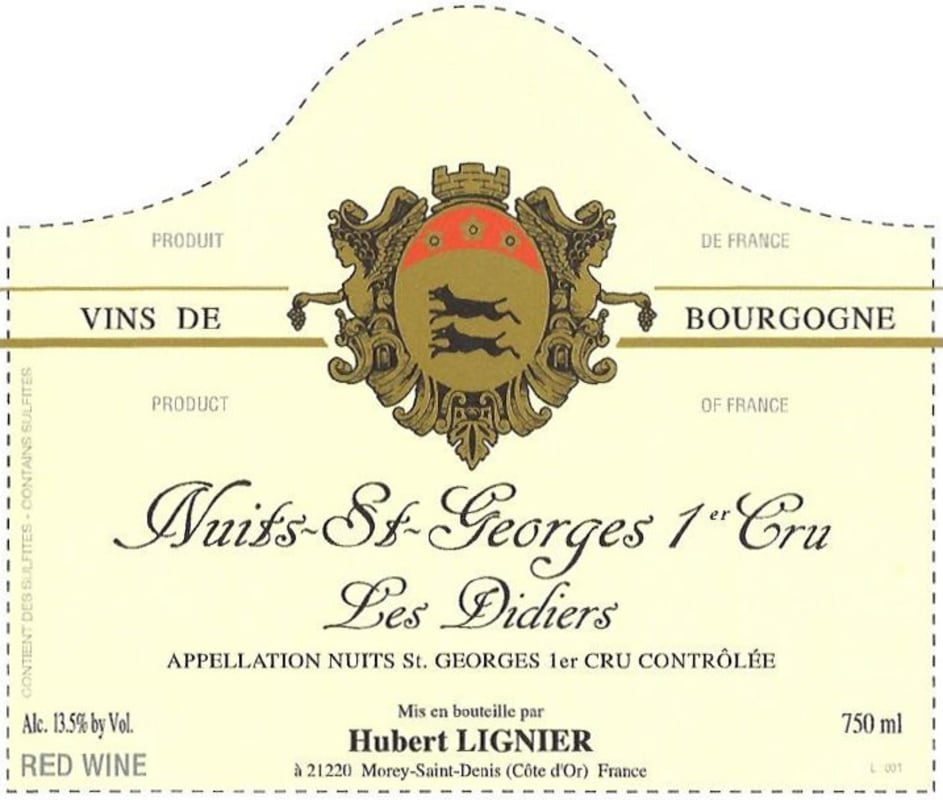 Hubert Lignier Nuits-Saint-Georges Les Didiers Premier Cru 2013 Front Label