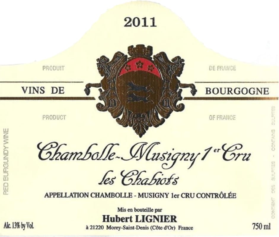 Hubert Lignier Chambolle-Musigny Les Chabiots Premier Cru 2011 Front Label