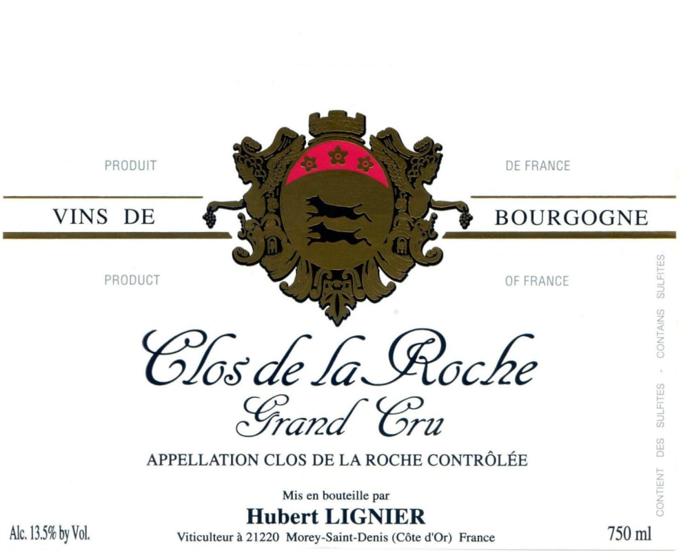 Hubert Lignier Clos de la Roche Grand Cru 2013 Front Label