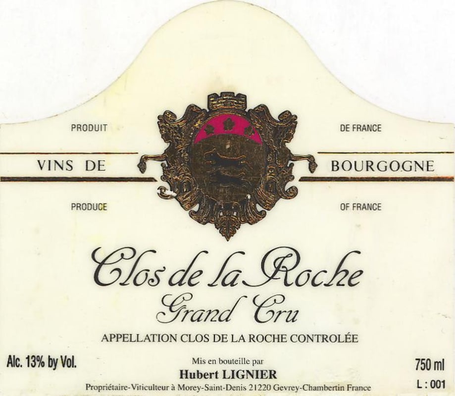 Hubert Lignier Clos de la Roche Grand Cru 2008 Front Label