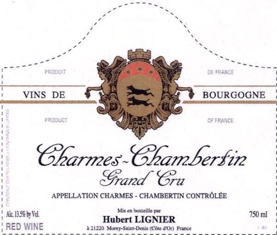 Hubert Lignier Charmes Chambertin Grand Cru 2013 Front Label