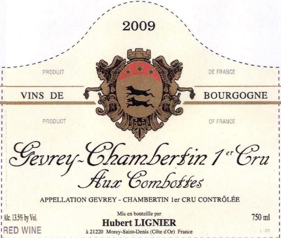Hubert Lignier Gevrey-Chambertin Aux Combottes Premier Cru 2009 Front Label