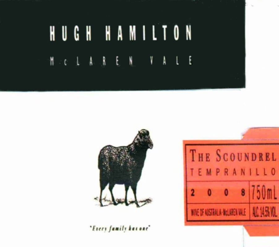 Hugh Hamilton The Scoundrel Tempranillo 2008 Front Label