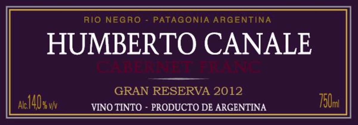 H. Canale Gran Reserva Cabernet Franc 2012 Front Label