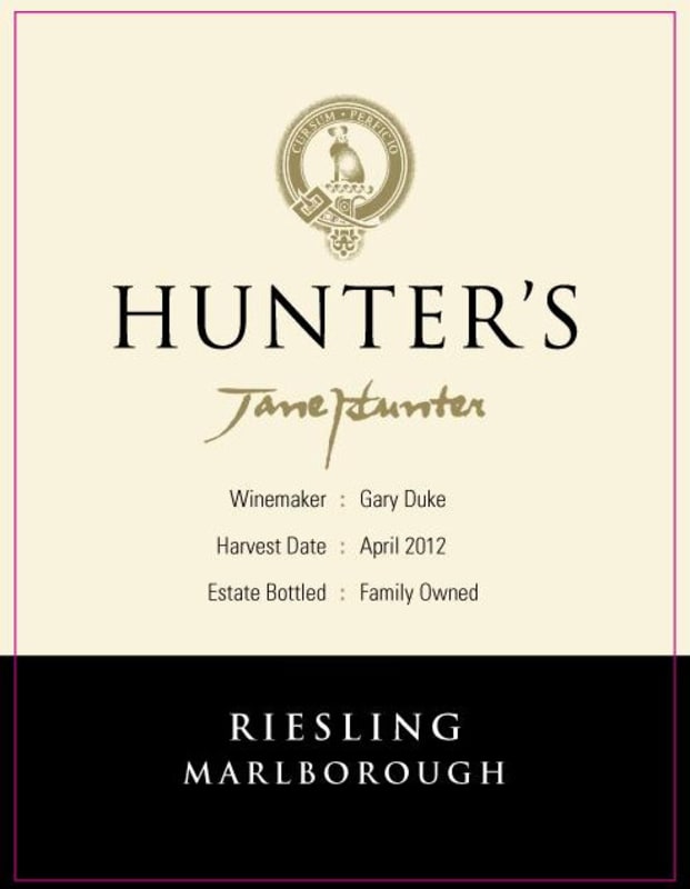 Hunter's Riesling 2016 Front Label