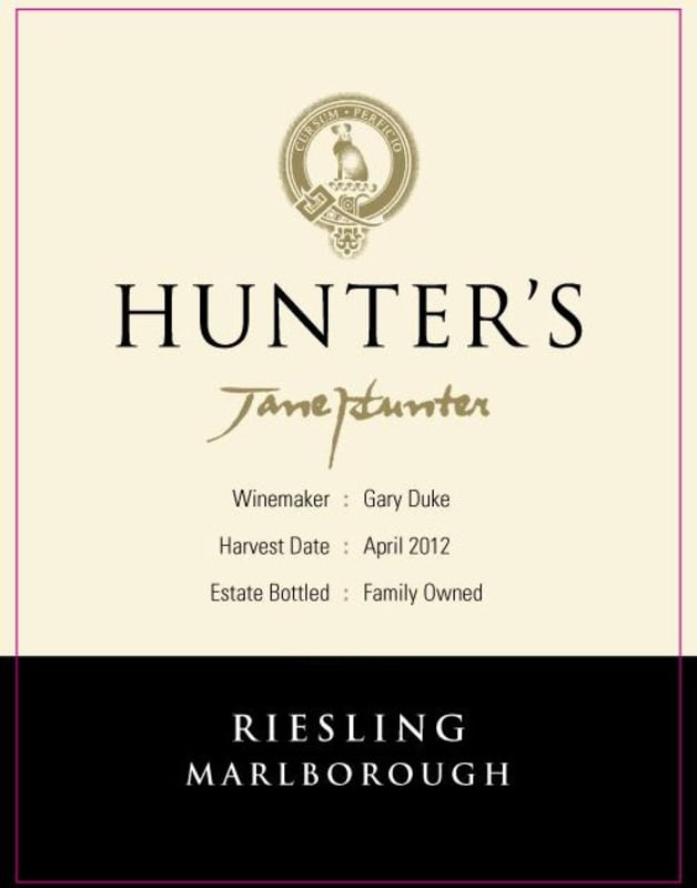 Hunter's Riesling 2014 Front Label