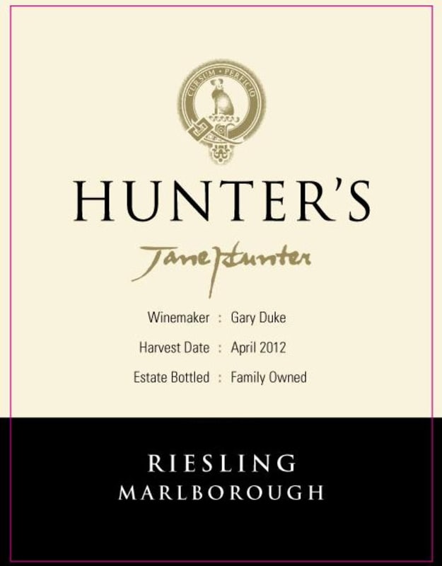 Hunter's Riesling 2013 Front Label