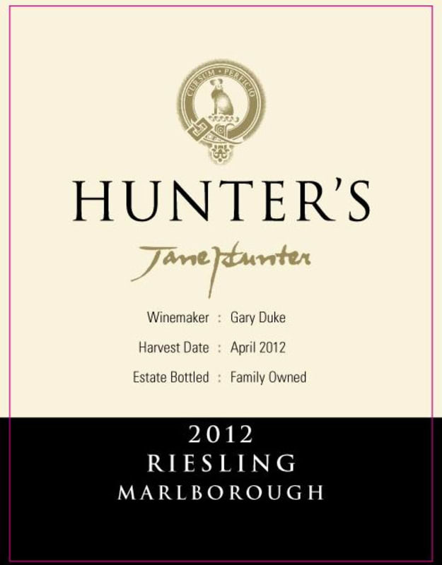 Hunter's Riesling 2012 Front Label
