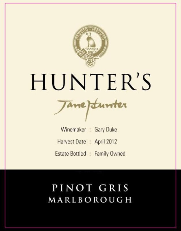 Hunter's Pinot Gris 2014 Front Label